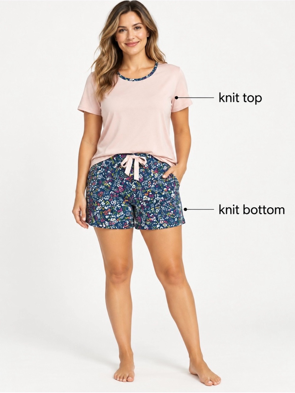 LANDSEND WOMENS PLUS Short Sleeve Knit PJ Short Set